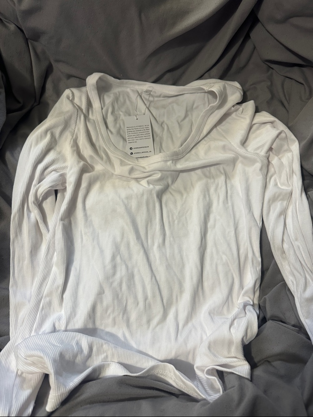 White Ribbed Long Sleeve Top
